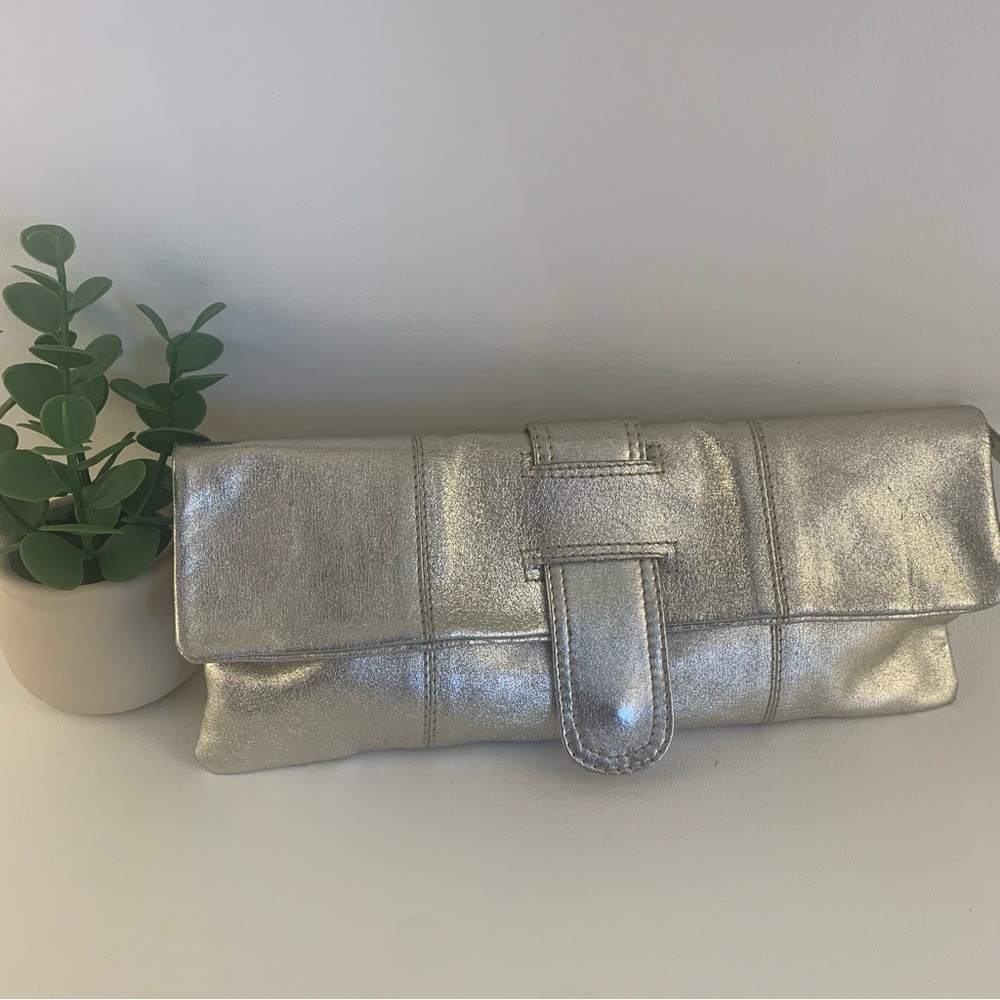 Sorpresa Metallic Gold Leather Clutch Handbag